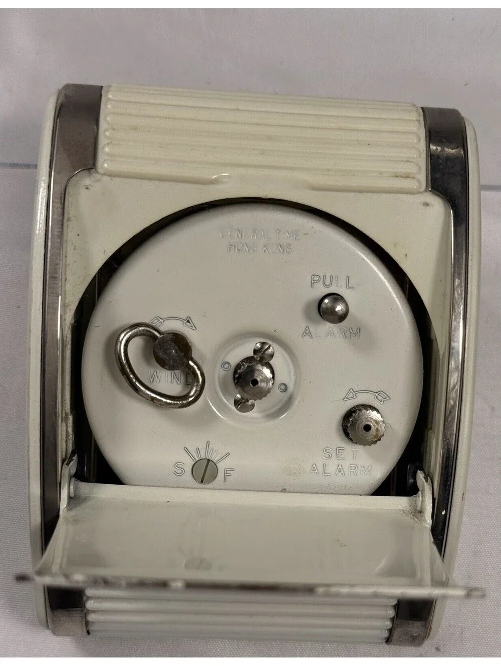 Westclox 1970’s Art Deco Roll Top Alarm Clock Cream Gold Wind Up Tested Works